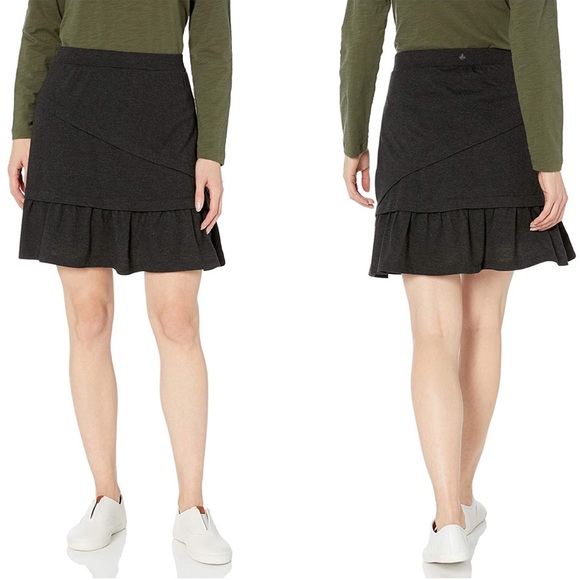 Prana Leah heathered wool blend tiered skirt S - Picture 1 of 5